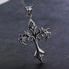 Flame Cross Pendant Sweater Chain, Men's Statement Necklace for T-shirts