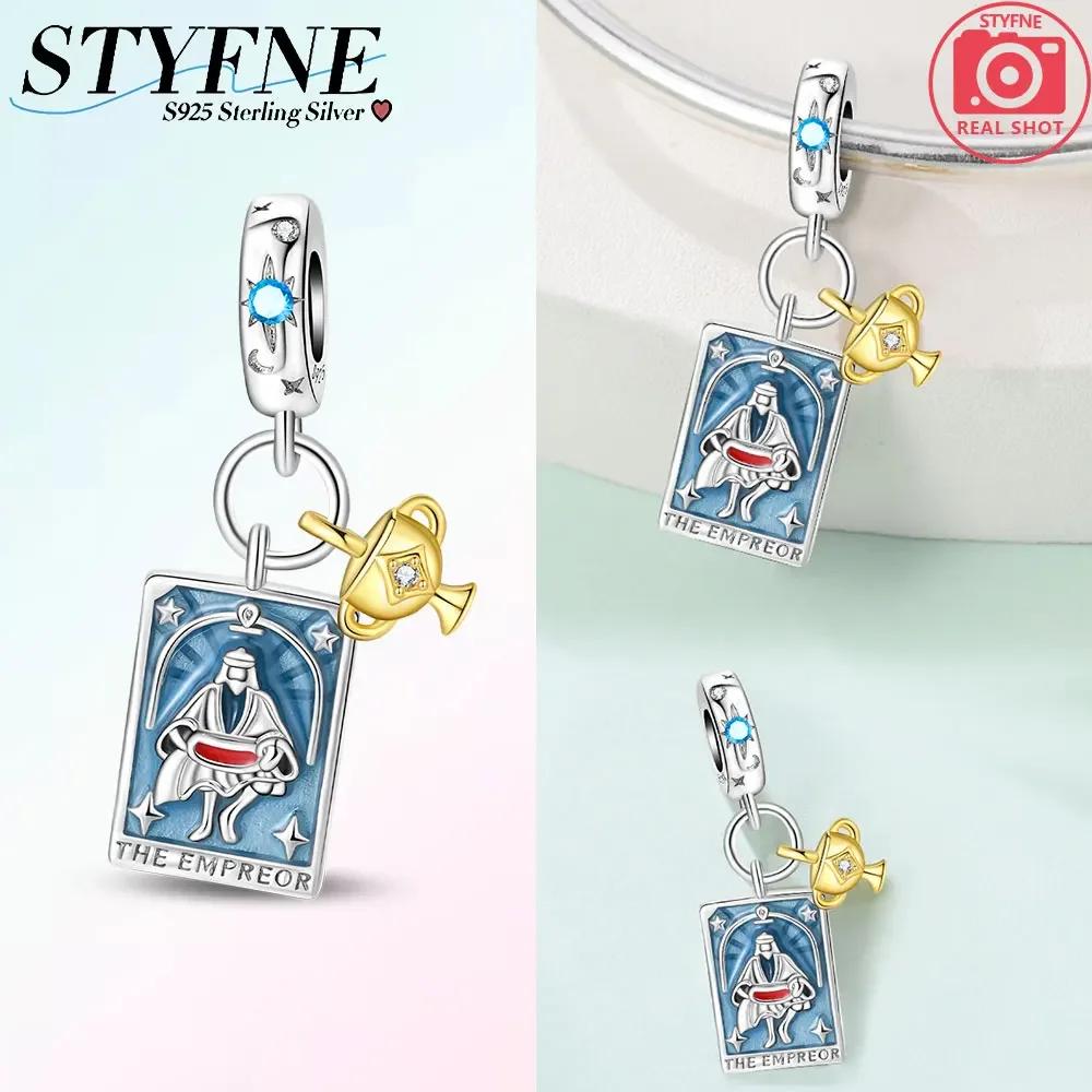 Originalcopper Purple Moon Pink Sun Pendant Tarot Card Star Charms Beads Fit Bracelet Women Fine Beautiful Gift Accessory