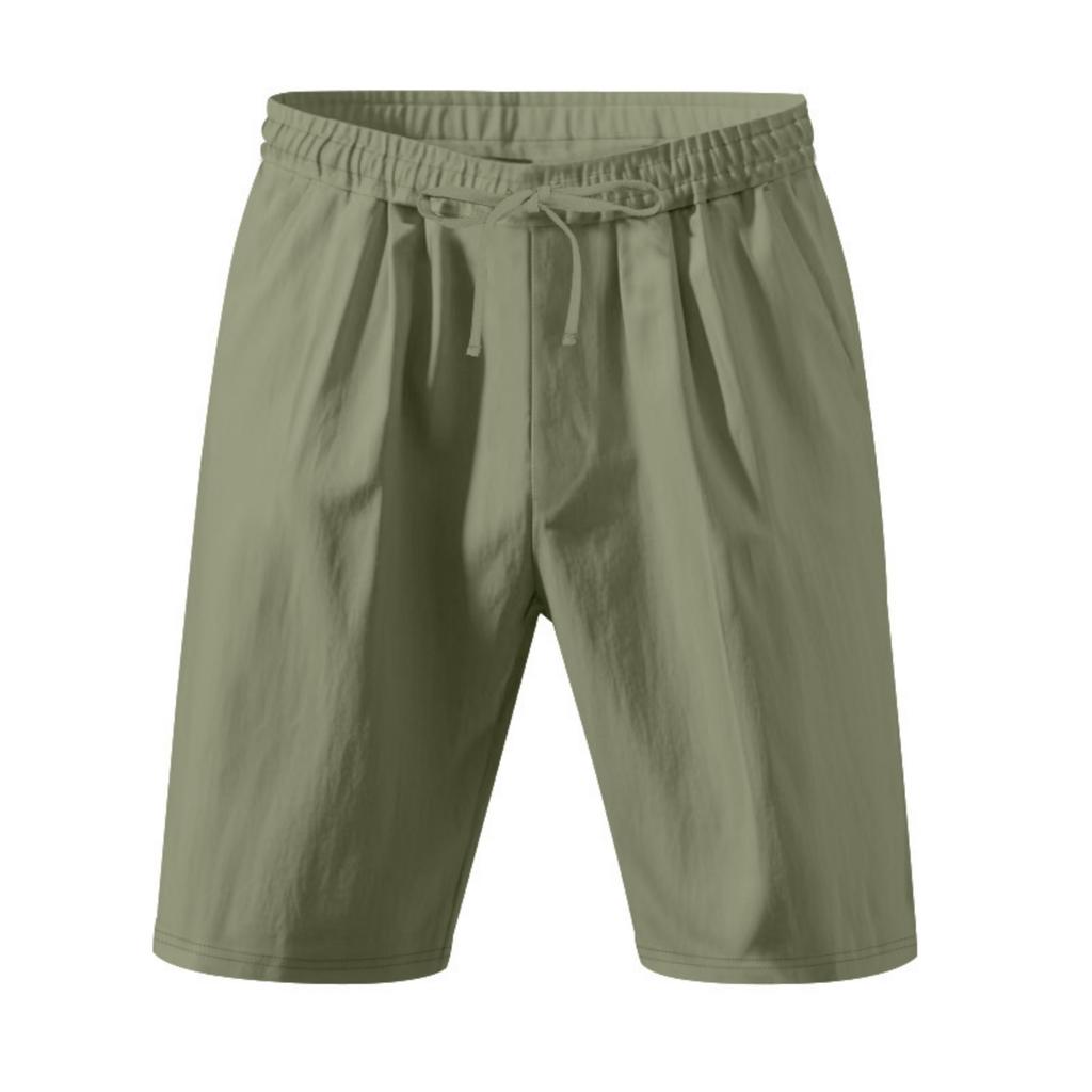 Men's Linen Shorts Lightweight Beach Casual Loose Fit Mid-Length Drawstring Waist Relaxed Style Summer Bottoms