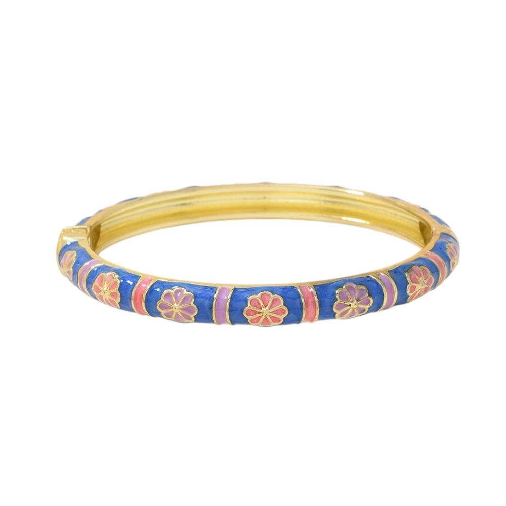 

Enamel Floral Chinese Flower Bangle Small Petal Women s Hand Bracelet Girls темно-синий