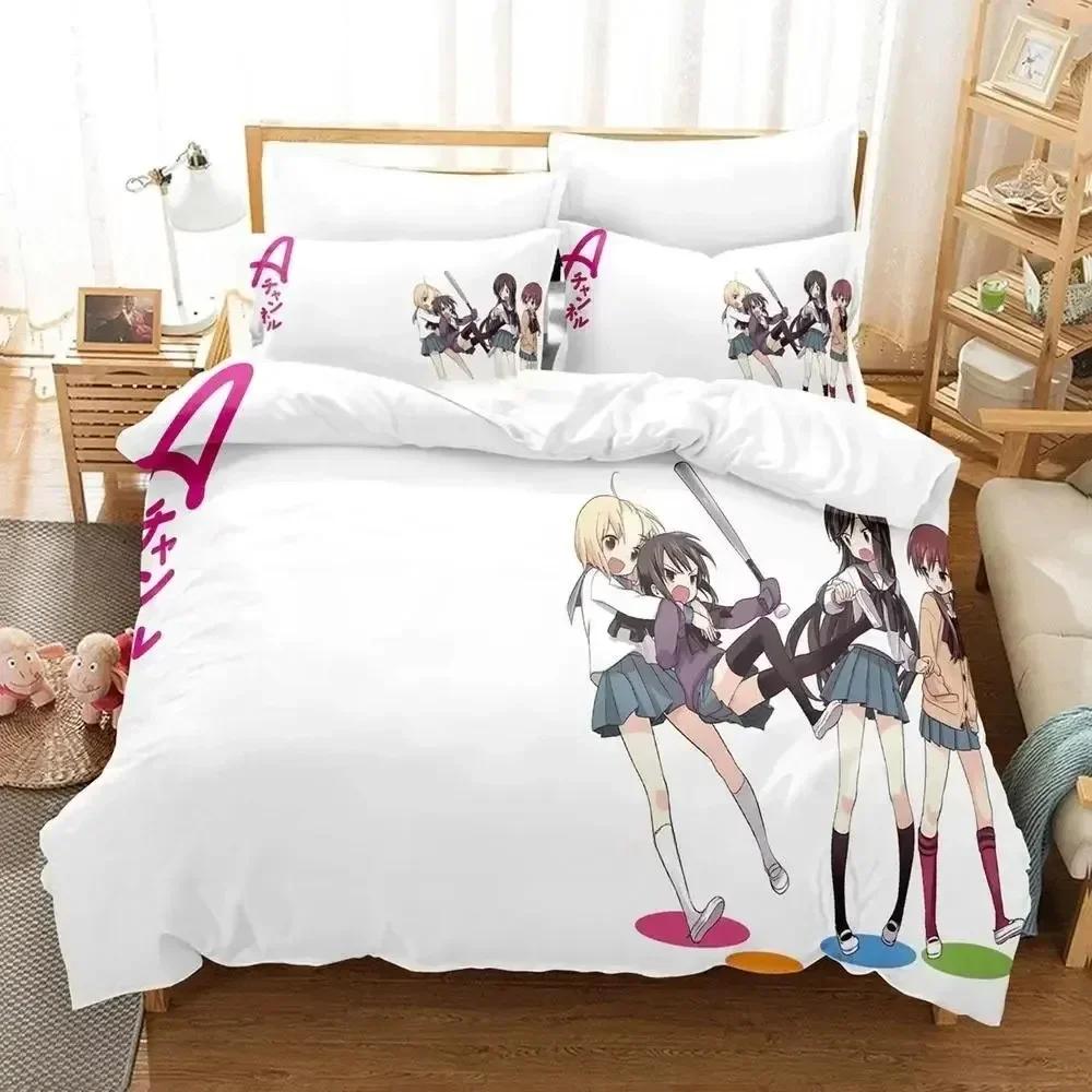Anime A Channel Bedding Set Printed Bed Set With Pillowcase Duvet Cover Soft Queen King Size Bedclothes Home Adult Kid Bedroom