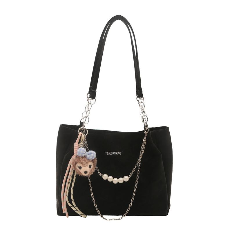 Trendy Women's Bags New Versatile Commuter Texture Pearl Chain Large Capacity Casual Shoulder Tote Bag
