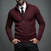 Autumn and winter new men's stand-up collar fleece sweater knitted sweater youth fashion casual cardigan jacket men