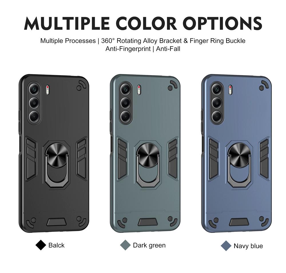 KEYSION Shockproof Armor Case for TECNO Camon 40 Pro 4G 5G Soft Silicone+PC Metal Ring Stand Phone Back Cover for CAMON 40 4G