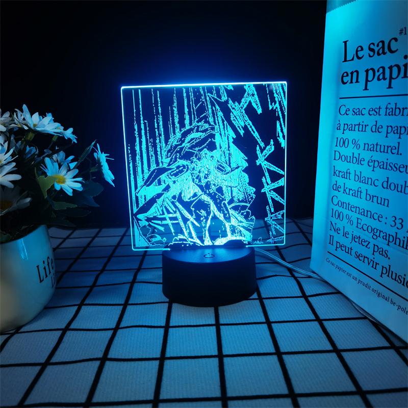 Lumină de noapte LED Neon Genesis Evangelion: Figura colorată din acrilic 3D cu telecomandă la atingere
