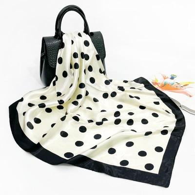 Diadema con estampado de puntos, bufandas Hijab para mujer, chales cuadrados, pañuelo para la cabeza, pañuelo cuadrado de 90x90CM, bufanda para el cuello