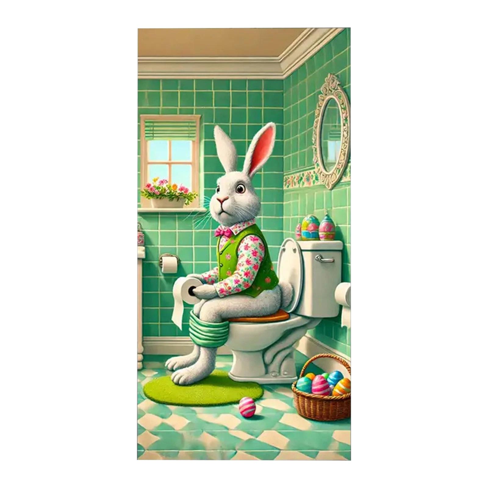 

180*90cm Easter Egg Bunny Wreath Easter Atmosphere Hanging Banner Banner One Size