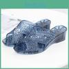 Womens High Summer Crystal Sandals Heel Flip Flops Wearing Beach Slip Resistant Slippers With Sloping Heels