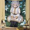 Anime FFrieren Tapestry Art Printing Japanese Wall Tapestry Anime Wall Hanging Home Decor