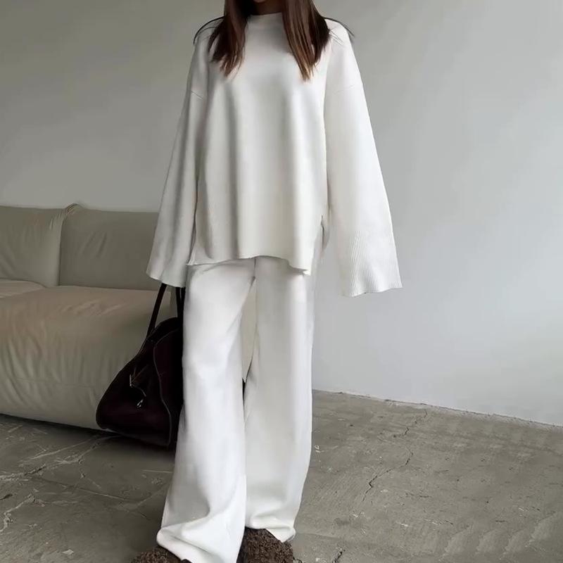 Long Sleeve Loose Fit Top and Wide Leg Pants Set