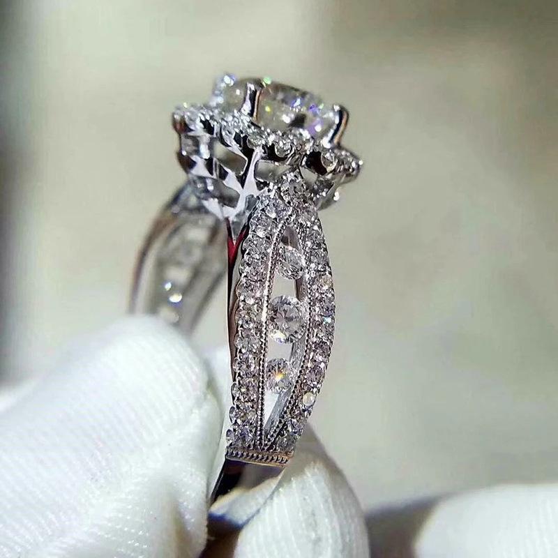 Lindon Classic Copper Alloy Zircon Ring Ladies Jewelry Wedding Promise Party Gift
