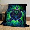 A Colorful Sea Turtle with Intricate Floral and Geometric Shell Designs. for All Seasons Blanket Lunch Break Throw Gift