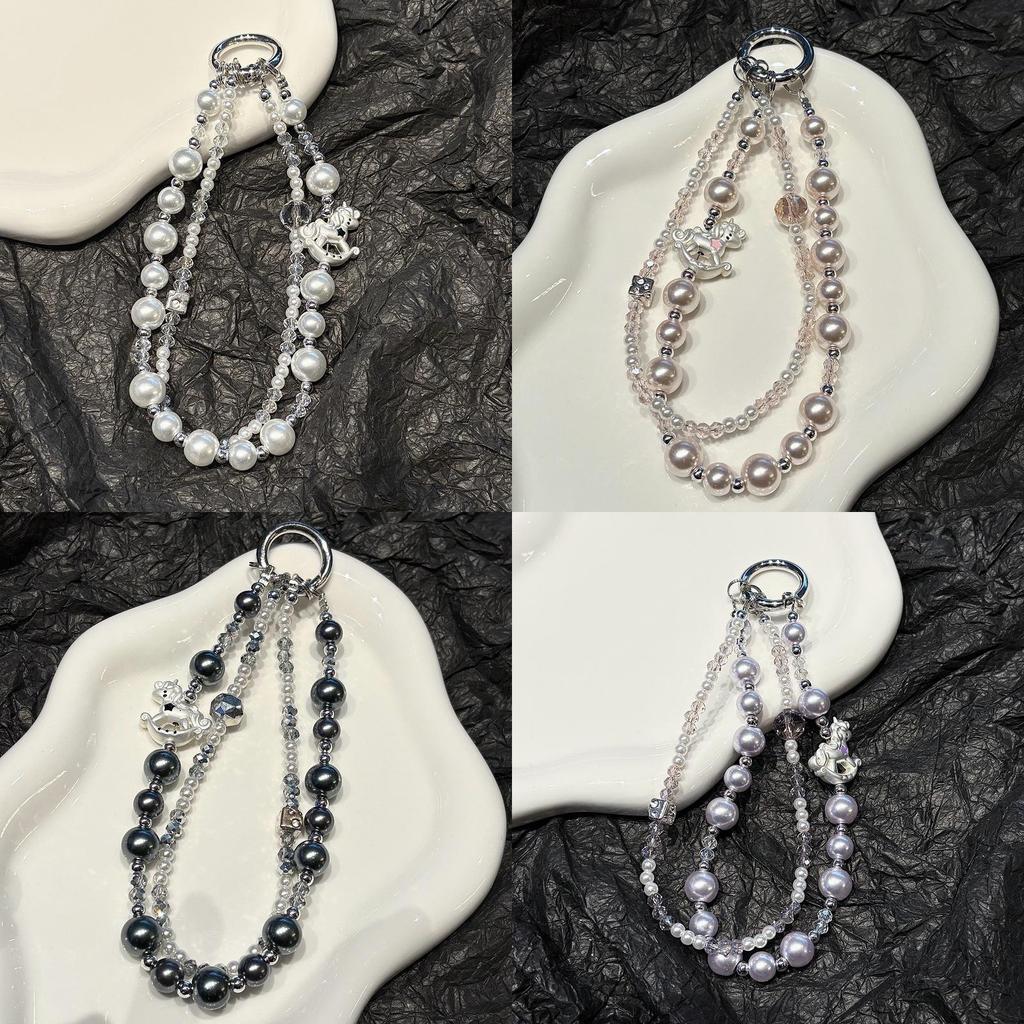 Classic Unicorn Pvc Phone Strap With Pearl Crystal Design For Unisex Use