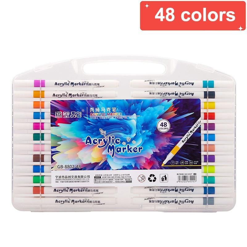 Acrylic Paint Marker Set Odorless Water Based 12/24/36/48/60Pcs for Holiday Decoration DIY Handcraft Making