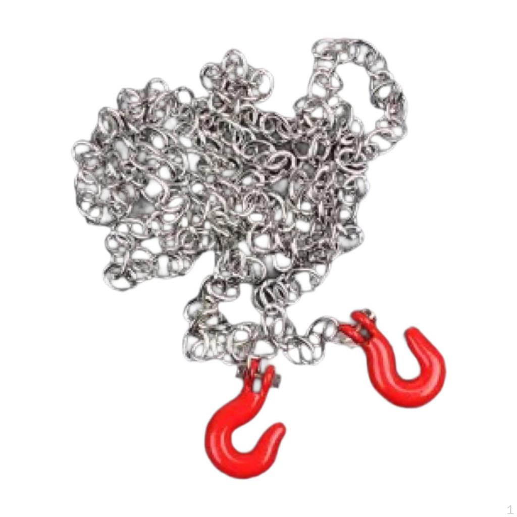 RC Car Tow Hook Chain with Trailer Easy Install Decoration Universal CNC Metal for 1/12 Truck