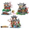 Creative Peach Blossom Three In One Chinese Style Building Blocks with Light DIY Assembly Kit Desktop Decoration Gift for Adults