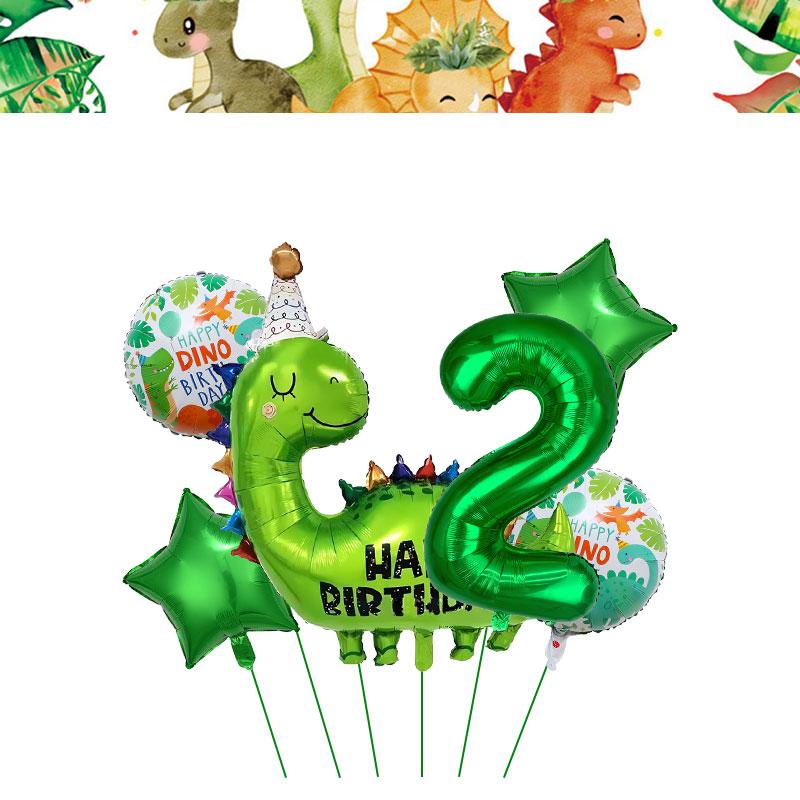 Dinosaur Birthday Decoration Party Supplies Set Cup Plate Tablecloth Dinosaur Balloons Happy Banner Cake Topper for Kids Favors