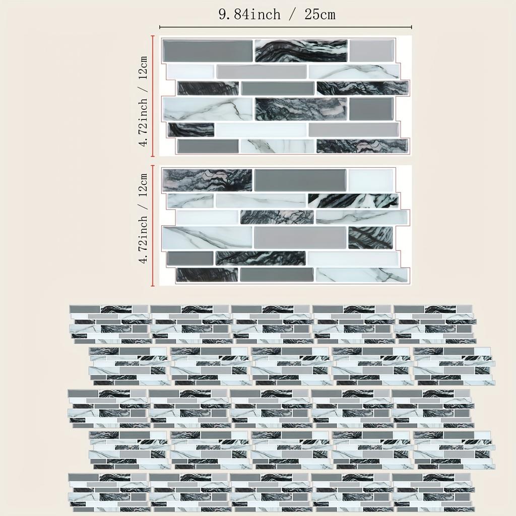 25 Stück Marmormuster 3D-Effekt Kristall Küchenaufkleber Wasserdicht Ölfest Küchen- und Badezimmer Fliesenaufkleber Verdickt Selbstklebend
