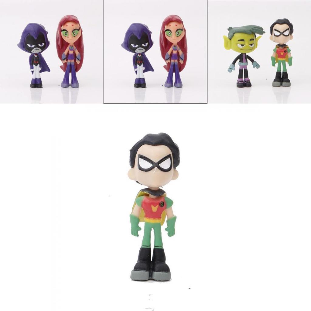Adorable Teen Titans Go Figure Set Featuring Robin Raven Beast Boy And Starfire
