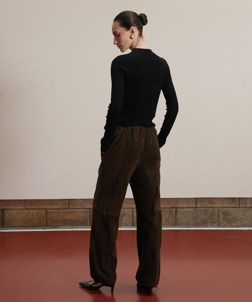 Beleudemaleu Suede Parachute Pants_Deep Brown