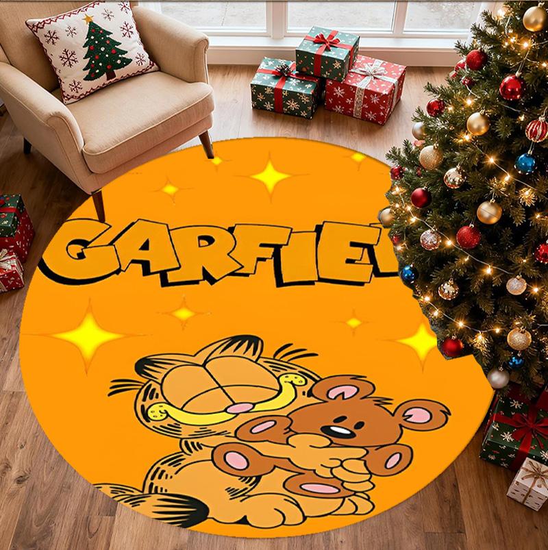 Garfield Pattern Round Rug, Indoor/Outdoor Mat, for Picnic, Gameroom, Bedroom, Office, Living Room, Home Decor Carpet, Birthday Gift