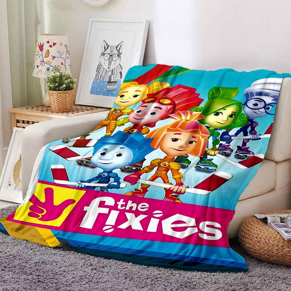 Colorful Fixies Cartoon Characters Flannel Blanket Super Soft Warm Cozy Blanket for Sofa Bed Office Travel All‑Season Home Decor Gift