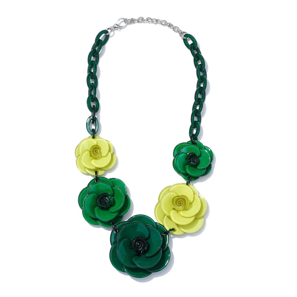 Bohemian Acrylic Flower Necklace - Colorful Rose Sweater Chain