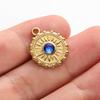 6pcs Real Gold Plated Blue/Dark Blue Rhinestone Evil Eye Pendant Stainless Steel Turkish Eye Charms For Jewelry Making Supplies