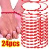 Röda Trådarmband för Lyckliga 7 Knutar Justerbara Handgjorda DIY Reparmband för Par Vänner Amulett Smycken Tillbehör