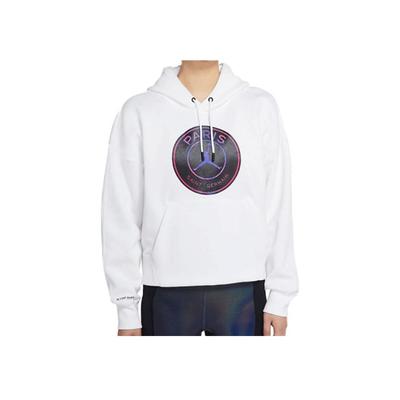 Paris Saint-Germain Fleece-Lined Casual Pullover Hoodie Long Sleeve Sweatshirt Women Tops White CZ7496-100