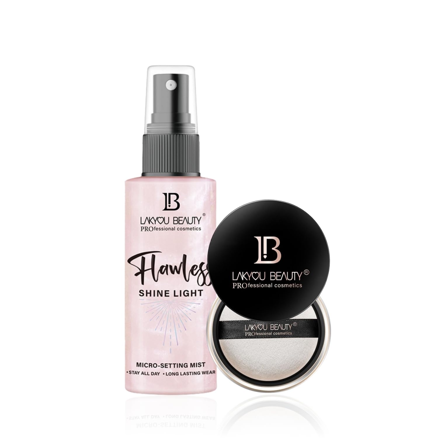 Lakyou Beauty Flawless Shine Light Micro Setting Mist & Primer + Matte Powder Foundation | Matte Finish Base Combo