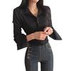 European and American Slim Fit Flared Long Sleeve White Shirt - Women's Korean Style