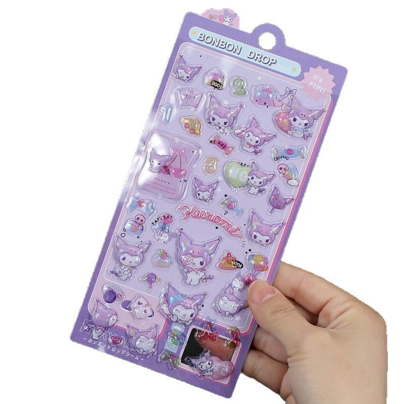Cute Hello Kitty Bubble Stickers Kawaii Three-Dimensional 3d Sanrio Stickers Kuromi Cinnamoroll Melody Pochacco Cartoon Kid Toys