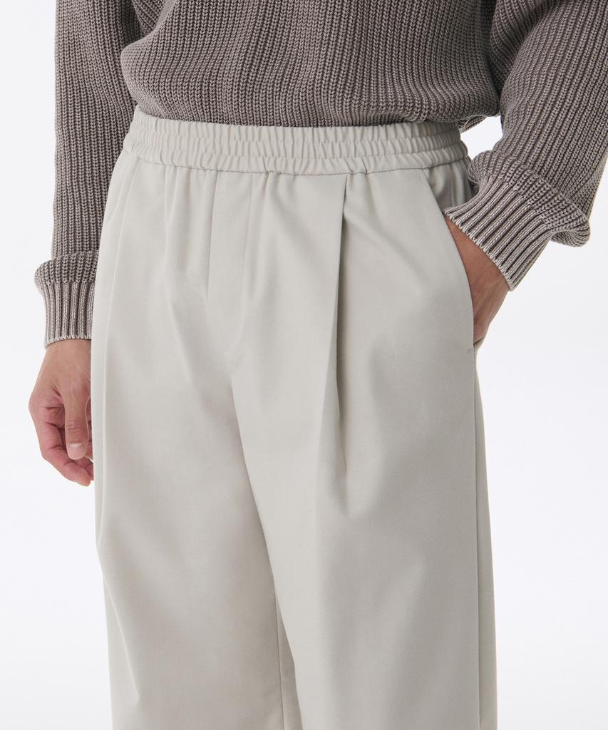 Musinsa Standard Brushed One-Pleat Wide Banded Slacks [Dusty Cream]