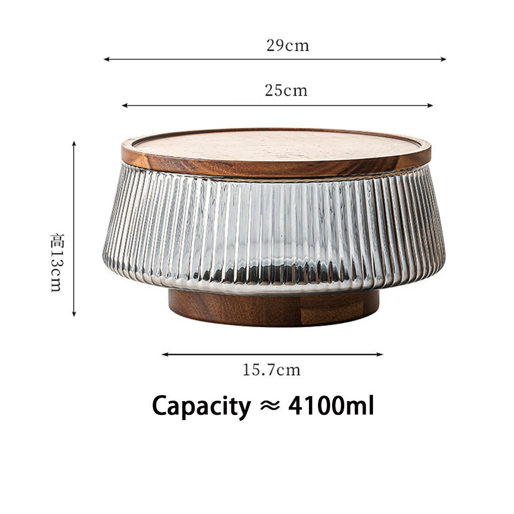 Neues 1-teiliges Salatschüssel-Set aus Glas mit Holzsockel, große mundgeblasene Glasschüssel, Restaurant-Essentials, Obstsalatschüssel