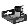 Andacar Under-Table Storage Rack, 360-Degree Rotation, with Drink Holder, Clamp-Type, No Drilling Required, Easy Installation, Cable Management, Cord