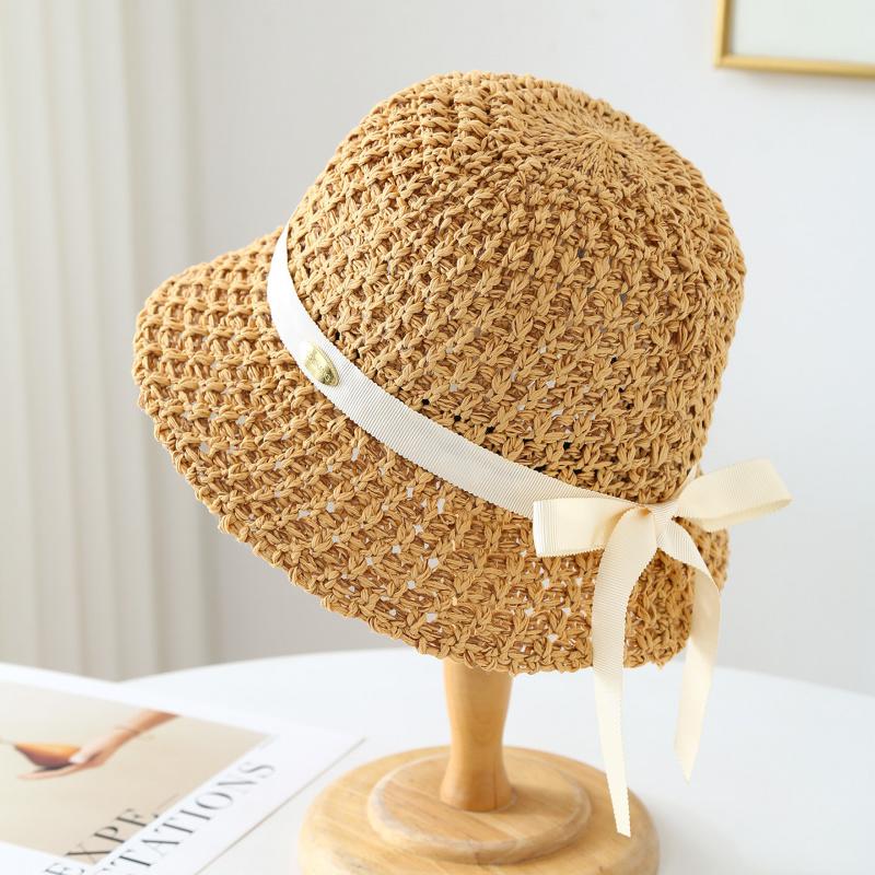 Knitted Fisherman Hat With Ribbon, Bucket Hat Spring, Summer, And Autumn, Windproof, Adult Women