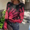 Women's Halloween Print Long Sleeve Neck Ribbed Top for Casual Fashion