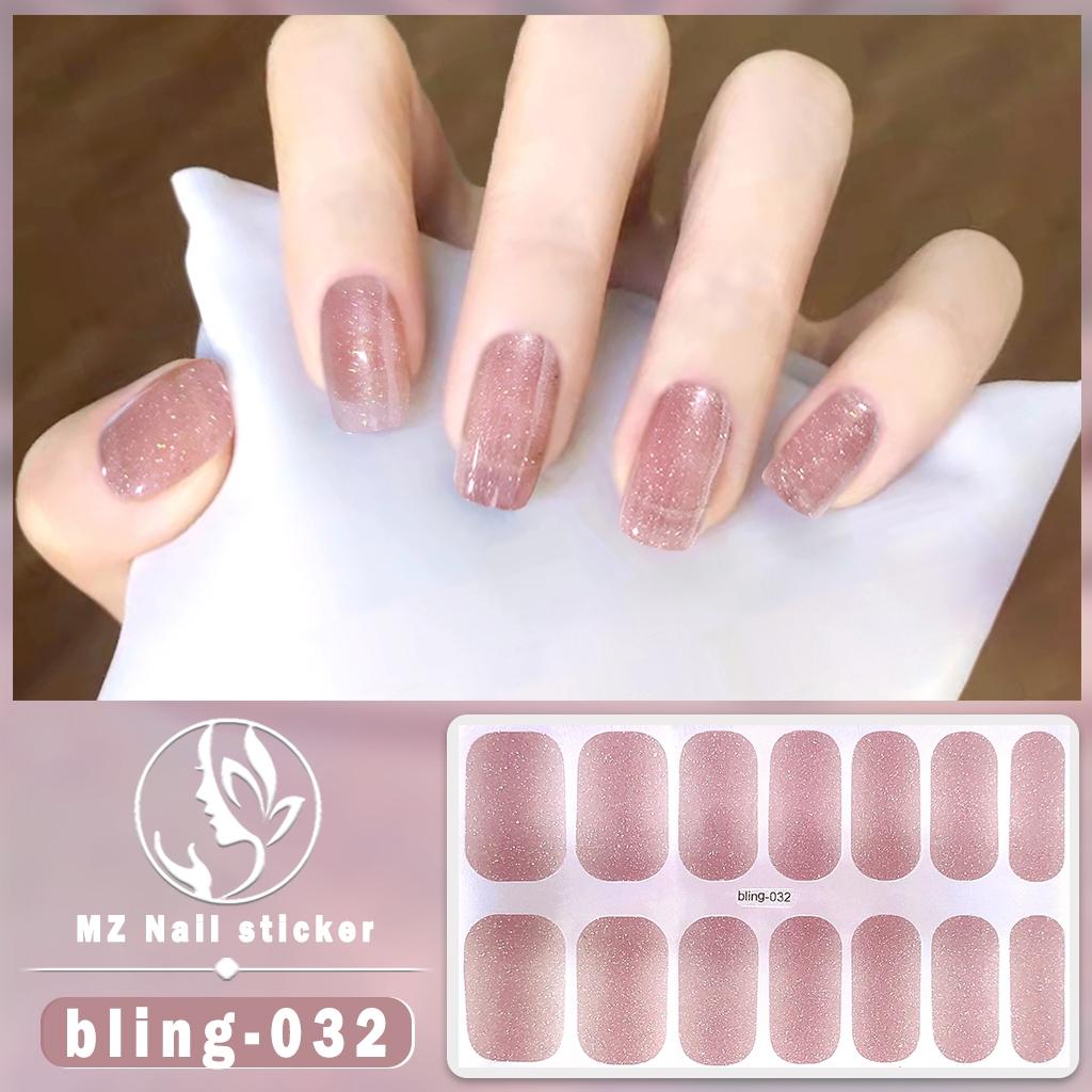 

[New Arrivals] 14pcs/Set bling Series 3D Three-Dimensional High-End Nail Stickers Flashing Fine Aurora White Polish Film Waterproof Long-Lasting bling-032