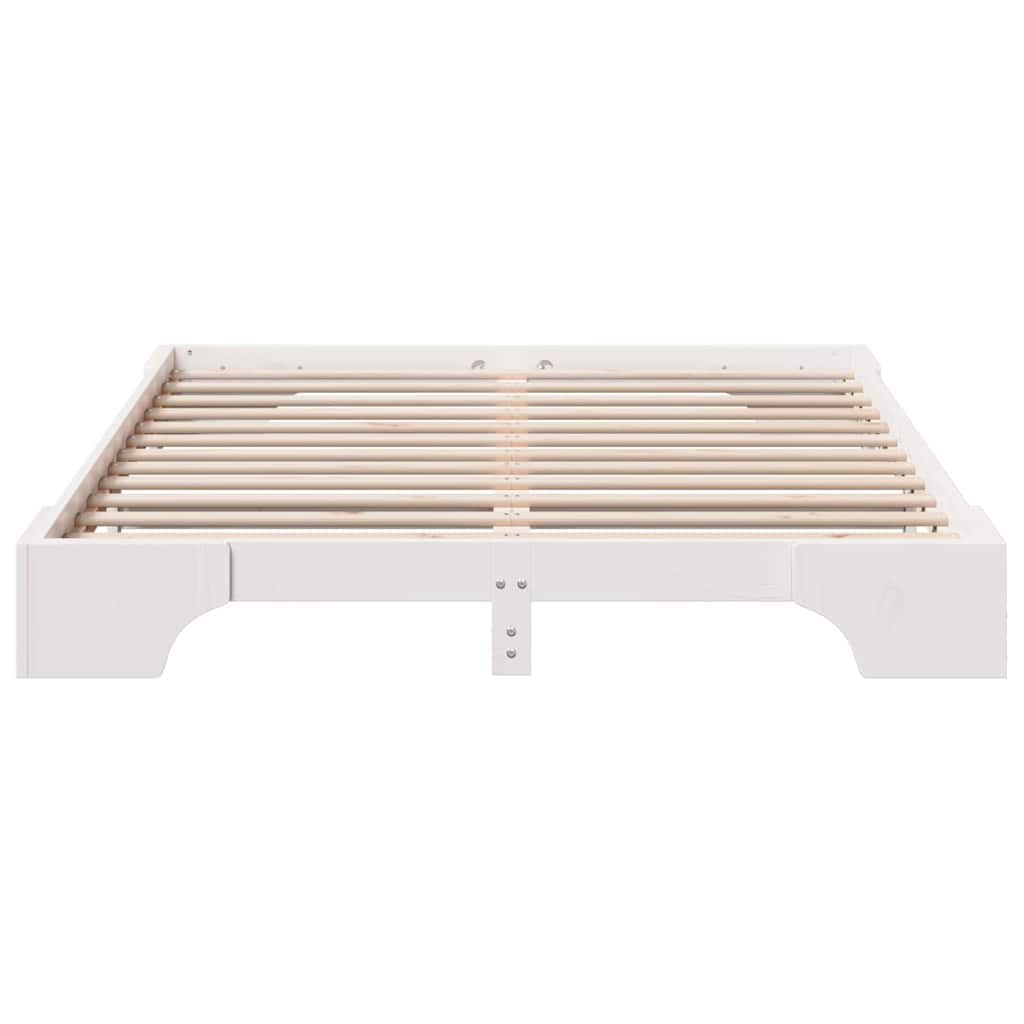 Bed Frame White 140 x 200 cm Solid Pine Wood