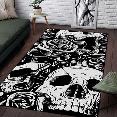 Tapis à motif de crânes ornementaux vintage pour salon, camping, pique-nique, Stranger Things, antidérapant, e-sport