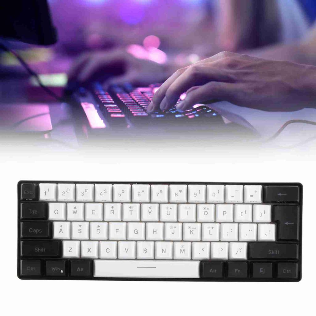 Gaming Keyboard USB 61 Keys RGB Backlit Ergonomic Contrast Color ABS Keycaps Wired Keyboard for Desktop Laptop Travel