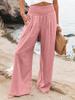 Cross2026 Women's Comfortable Cotton Linen Mid-Waist Long Pants - Casual Spring European American Style