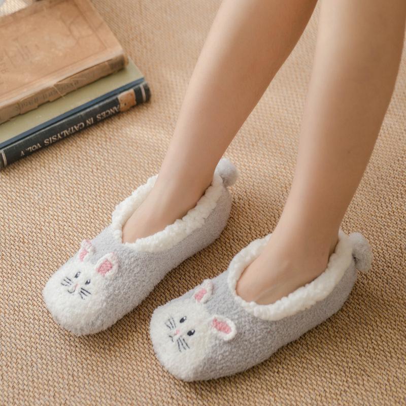 Women's Cartoon Coral Fleece Floor Socks - Soft Slipper Socks & Bare Leg Sleeves for Home, Christmas, or Sleep