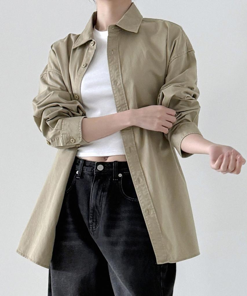 ORIGINALDAY Vintage Oversized Pigment Washed Shirt D.Beige