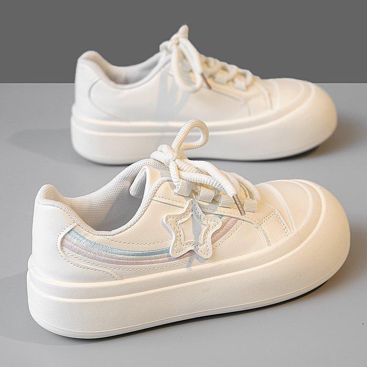 Cute Ugly Cute Big Head Star Bread Shoes Women's Spring and Autumn 2024 New Rainbow Platform Student Versatile Board Shoes