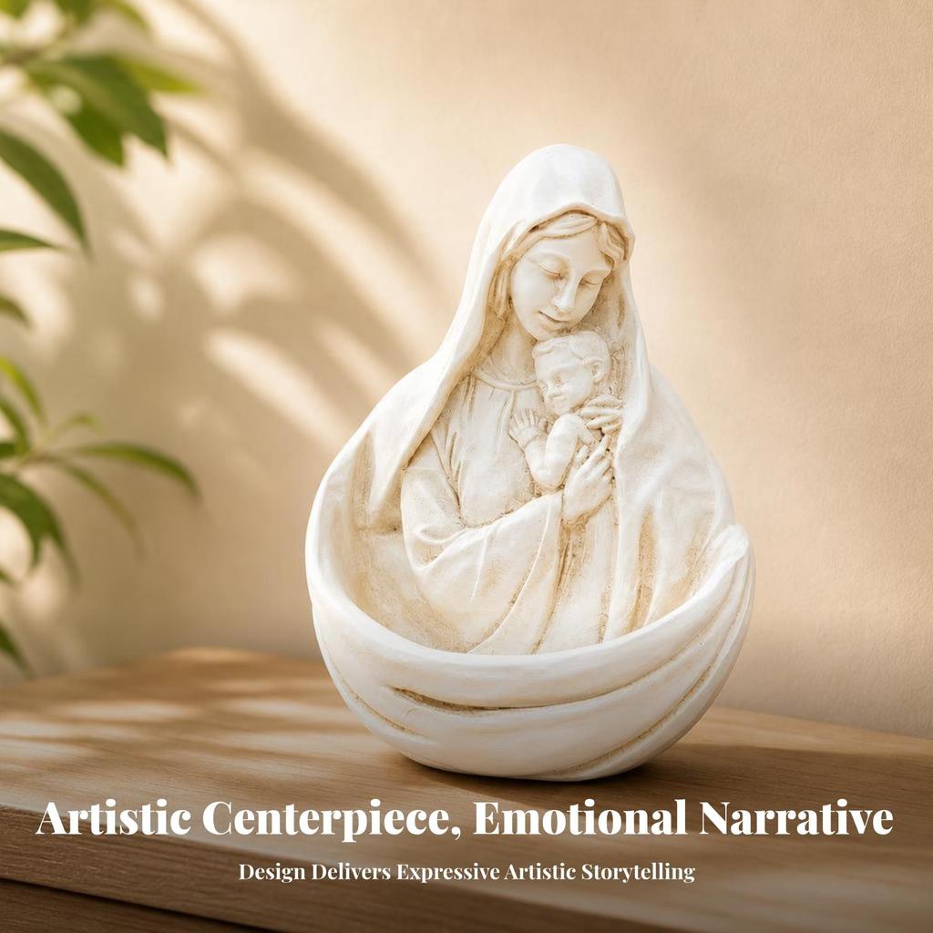 Mother and Child Figurine Resin Parent Offspring Statue White ParentChild Relationship Sculpture