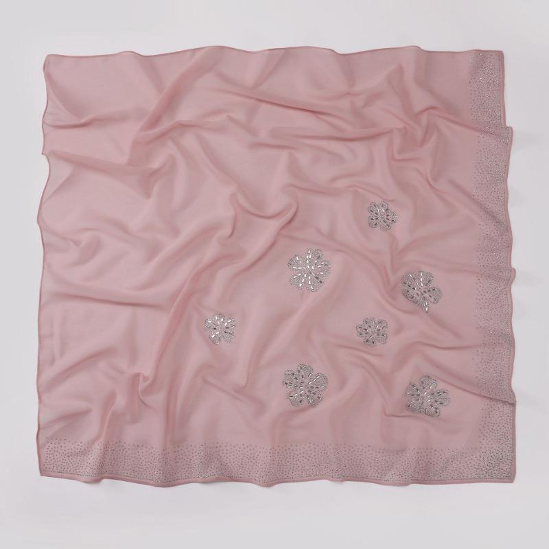 Women S Floral Rhinestone Chiffon Square Scarf For All Seasons