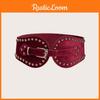 Womens Adjustable Faux Leather Waist Belt With Rivet Decor Western Style For Winter Wear