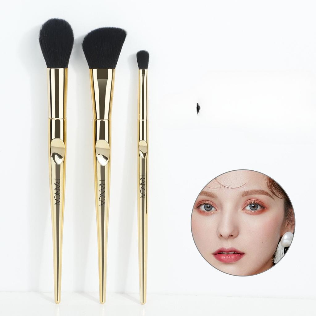 New 3 makeup brushes set, electroplated handle, soft brush, loose powder brush, eyeshadow brush, beauty tool repair